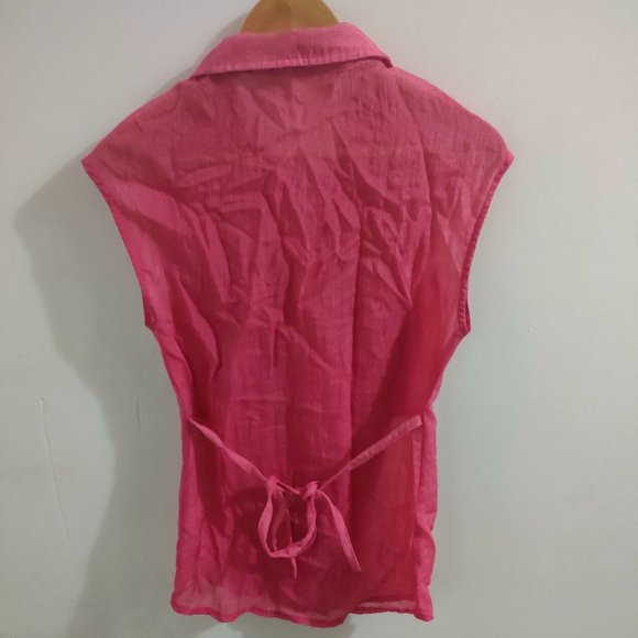 Razon Women Top Sleeveless Button Down Blouse Blouse Pink - Picture 2 of 6